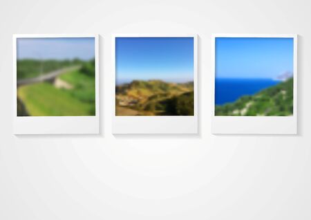  photo frames with nature landscapes. Vector abstract backgroundのイラスト素材