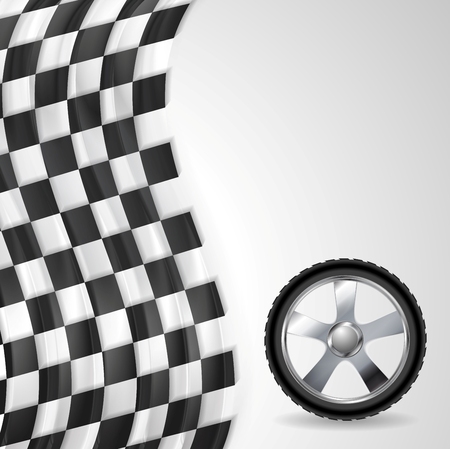 Sport background with wheel and finish flag. Vector designのイラスト素材