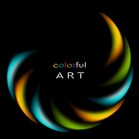 Colorful iridescent round icon on black background. Vector art designのイラスト素材