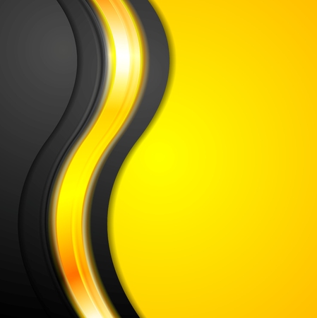 Shiny glowing yellow waves background. Vector designのイラスト素材