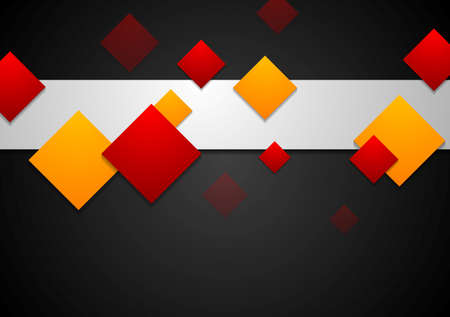 Red and orange geometric squares on black backgroundのイラスト素材