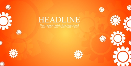 Abstract bright tech banner design with gears. Vector illustration backgroundのイラスト素材