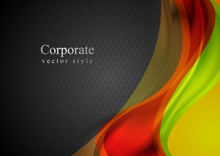 Bright abstract vector waves on black background. Vector designのイラスト素材