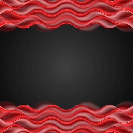 Abstract red wavy dark background. Vector designのイラスト素材