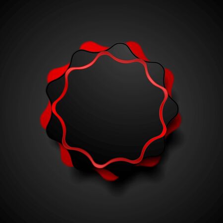 Abstract dark red wavy shape sticker design. Vector backgroundのイラスト素材