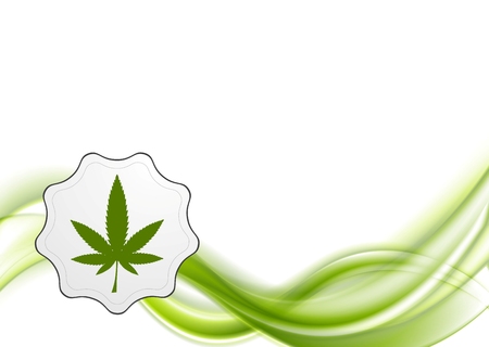 Green waves and cannabis leaf vector abstract backgroundのイラスト素材