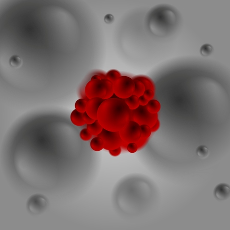 Red bacterium molecule on dark background. Vector designのイラスト素材