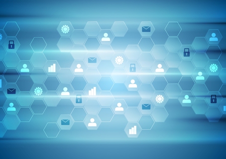 Blue tech communication abstract background. Vector designのイラスト素材