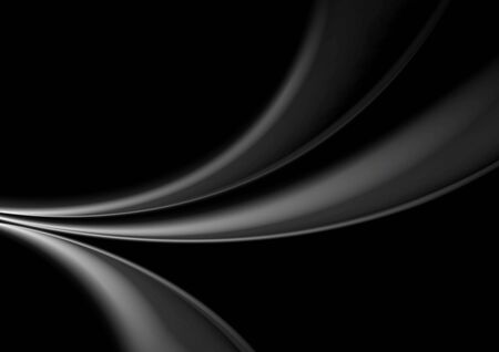Dark abstract monochrome smooth waves background. Vector graphic design