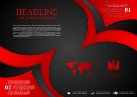 Abstract red black wavy corporate background. Vector designのイラスト素材