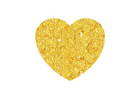 Golden heart sparkles on white background. Gold glitter vector design for Valentine Day celebration eventのイラスト素材
