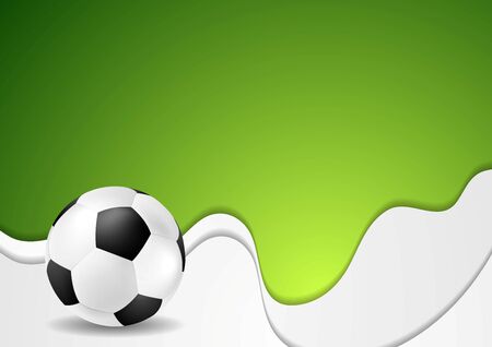 Green wavy soccer background with ball. Vector graphic sport designのイラスト素材
