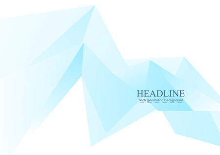Blue low poly triangles abstract tech background. Vector brochure templateのイラスト素材