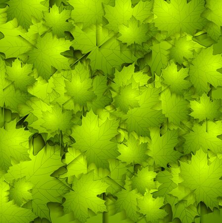 Green summer leaves bright texture. Vector backgroundのイラスト素材