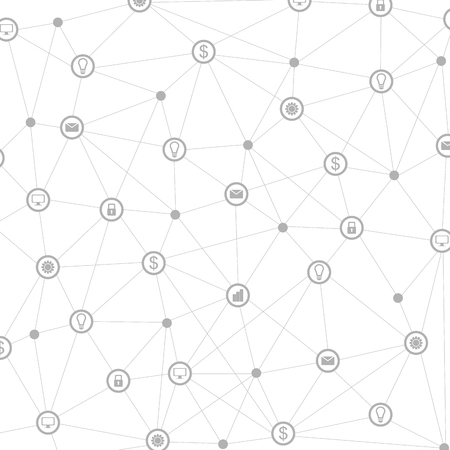 Light grey abstract background with communication icons. Vector dark network tech designのイラスト素材
