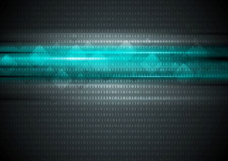Glowing turquoise stripes with squares and binary code. Vector technology designのイラスト素材