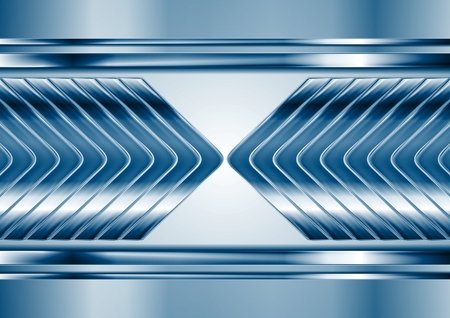 Abstract blue metal tech arrows background. Vector chrome technology designのイラスト素材