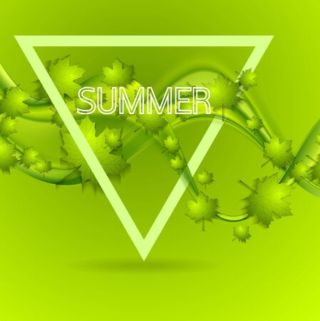 Bright green summer leaves wavy background.のイラスト素材