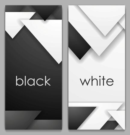 Black and white geometric tech vertical banners. Vector abstract technology background designのイラスト素材