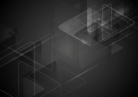 Black tech background with triangles shape. Vector graphic polygonal designのイラスト素材