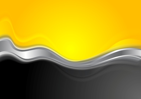Abstract orange black background with metallic wave. Vector template illustrationのイラスト素材