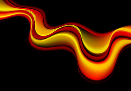Glowing abstract waves on black background. Vector graphic designのイラスト素材