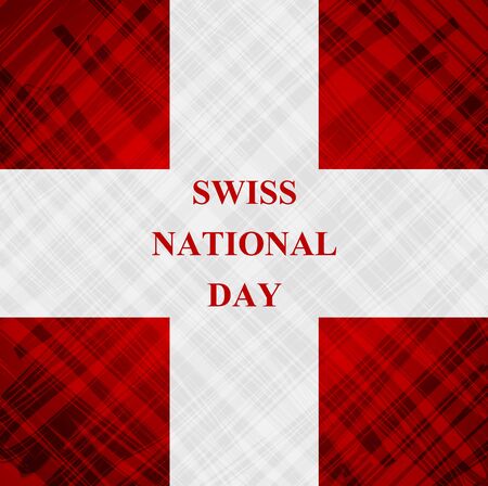 The Swiss National Day, Schweizer Bundesfeier, 1 August with swiss cross flag. Vector designのイラスト素材