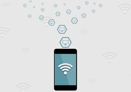 wireless connection by mobile phone tech background. Vector communication concept designのイラスト素材