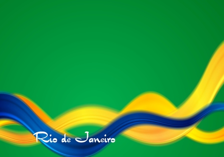 Brazil colors abstract corporate smooth wavy background. Vector graphic designのイラスト素材