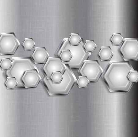 Abstract tech grey background with metal hexagons. Vector graphic designのイラスト素材