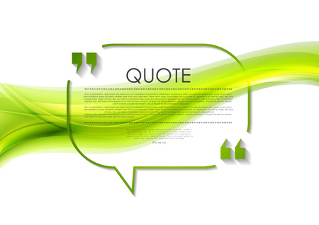 Quote speech bubble abstract design with green smooth blurred wave. Vector illustrationのイラスト素材