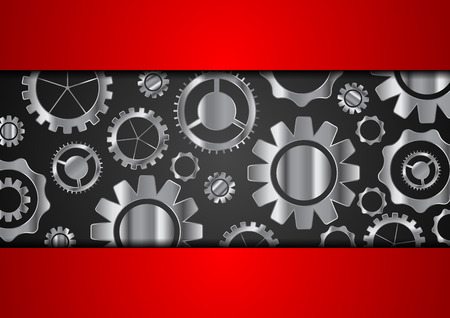 Technology abstract background with metallic gears. Silver tech vector designのイラスト素材