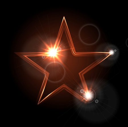 Glowing glossy star shape on black background. Vector designのイラスト素材