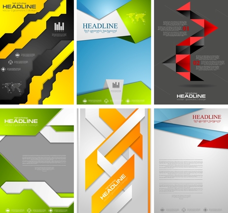 Set of bright tech corporate templates design. Abstract backgroundsのイラスト素材