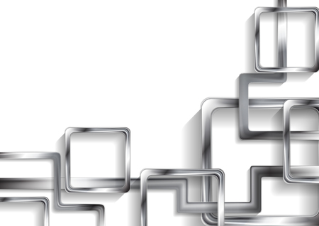Tech silver metallic abstract background with squares. Vector designのイラスト素材