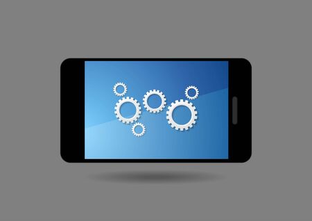 Mobile smartphone and global social communication icons graphic design. Vector abstract technology backgroundのイラスト素材