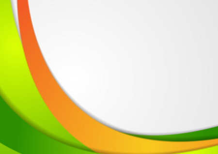 Green and orange corporate wavy background. Colorful abstract vector designのイラスト素材