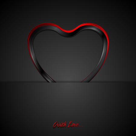 Contrast red black glossy heart love design. Vector background Valentine Dayのイラスト素材
