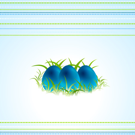 Blue Easter eggs and green spring grass backgroundのイラスト素材
