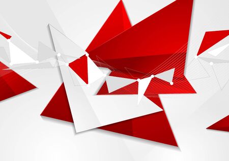 Red grey abstract technology low poly design. Geometric backgroundのイラスト素材