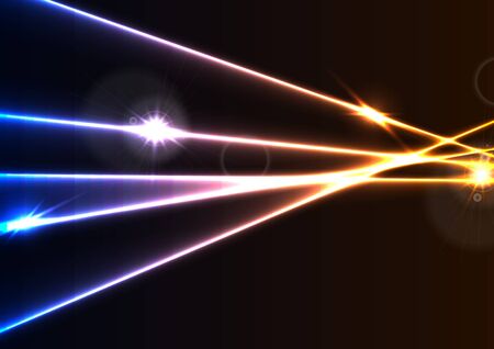 Abstract glowing neon laser rays effect graphic design. Colorful luminous vector backgroundのイラスト素材