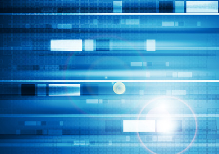 Blue vibrant tech background with squares and lens flare. Vector sci-fi abstract designのイラスト素材