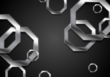 Abstract tech background with metallic octagons. Vector designのイラスト素材