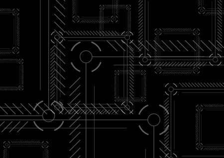 Sci-fi abstract black technology squares background. Dark modern hi-tech vector designのイラスト素材