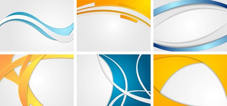 Set of abstract blue and orange wavy backgrounds. Corporate vector designのイラスト素材