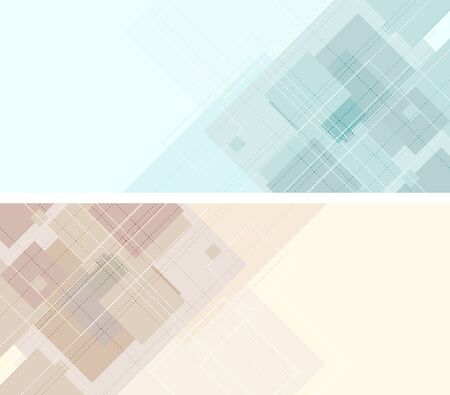 Abstract vector tech geometric banners with squaresのイラスト素材