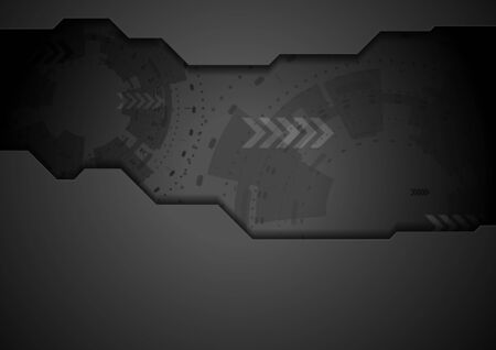 Black concept abstract hi-tech background. Dark grey vector designのイラスト素材