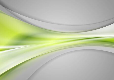 Green and grey abstract smooth blurred waves design. Vector bright wavy backgroundのイラスト素材