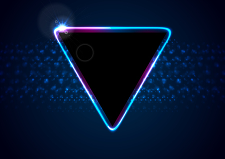 Retro neon 80s shiny triangle abstract background. Vector dark blue and purple designのイラスト素材