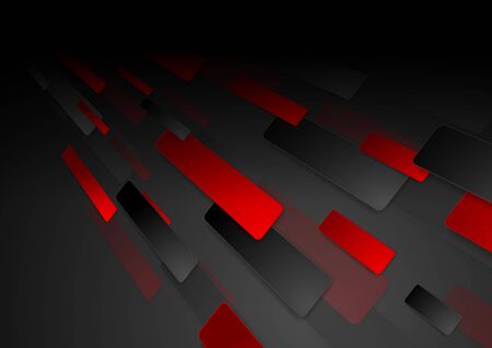 Black and red hi-tech abstract background. Geometric vector designのイラスト素材